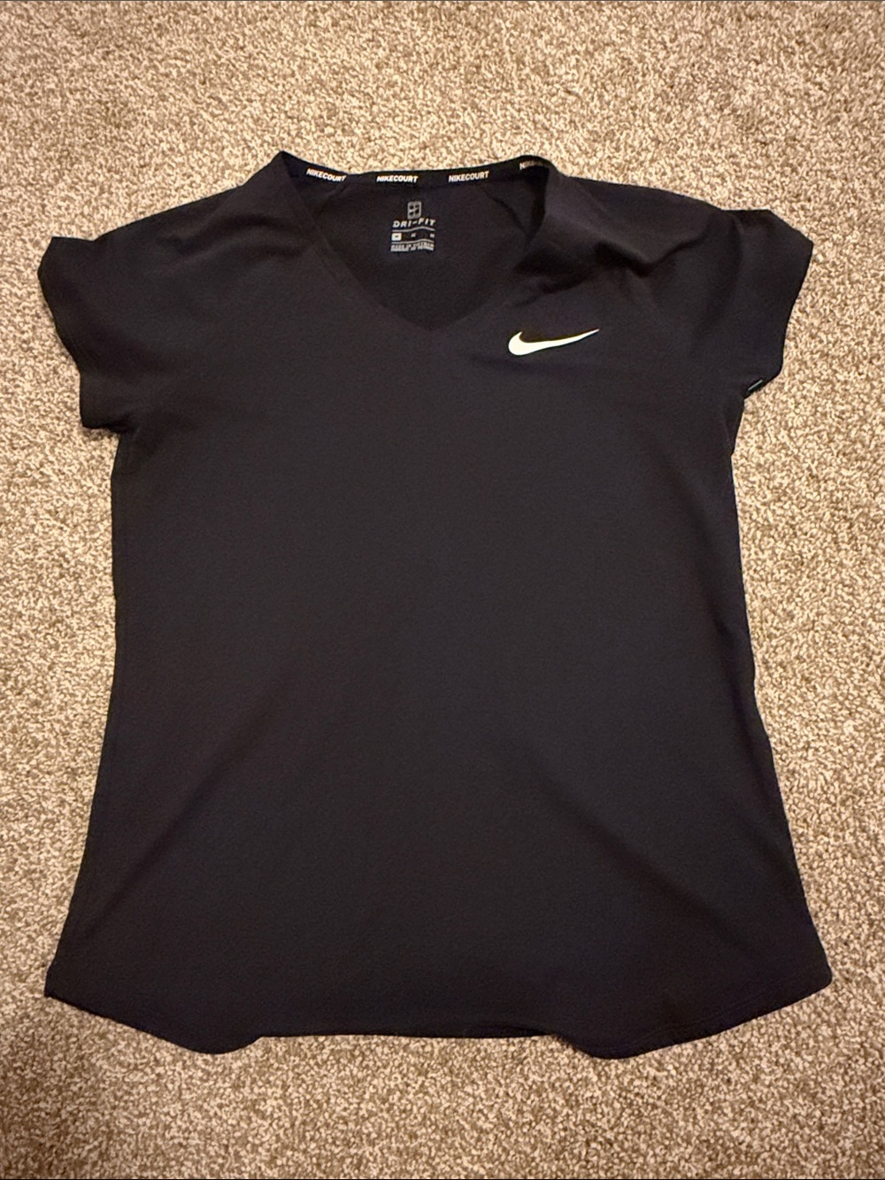 Nike Court Black Dri-Fit V-Neck Short Sleeve Tee